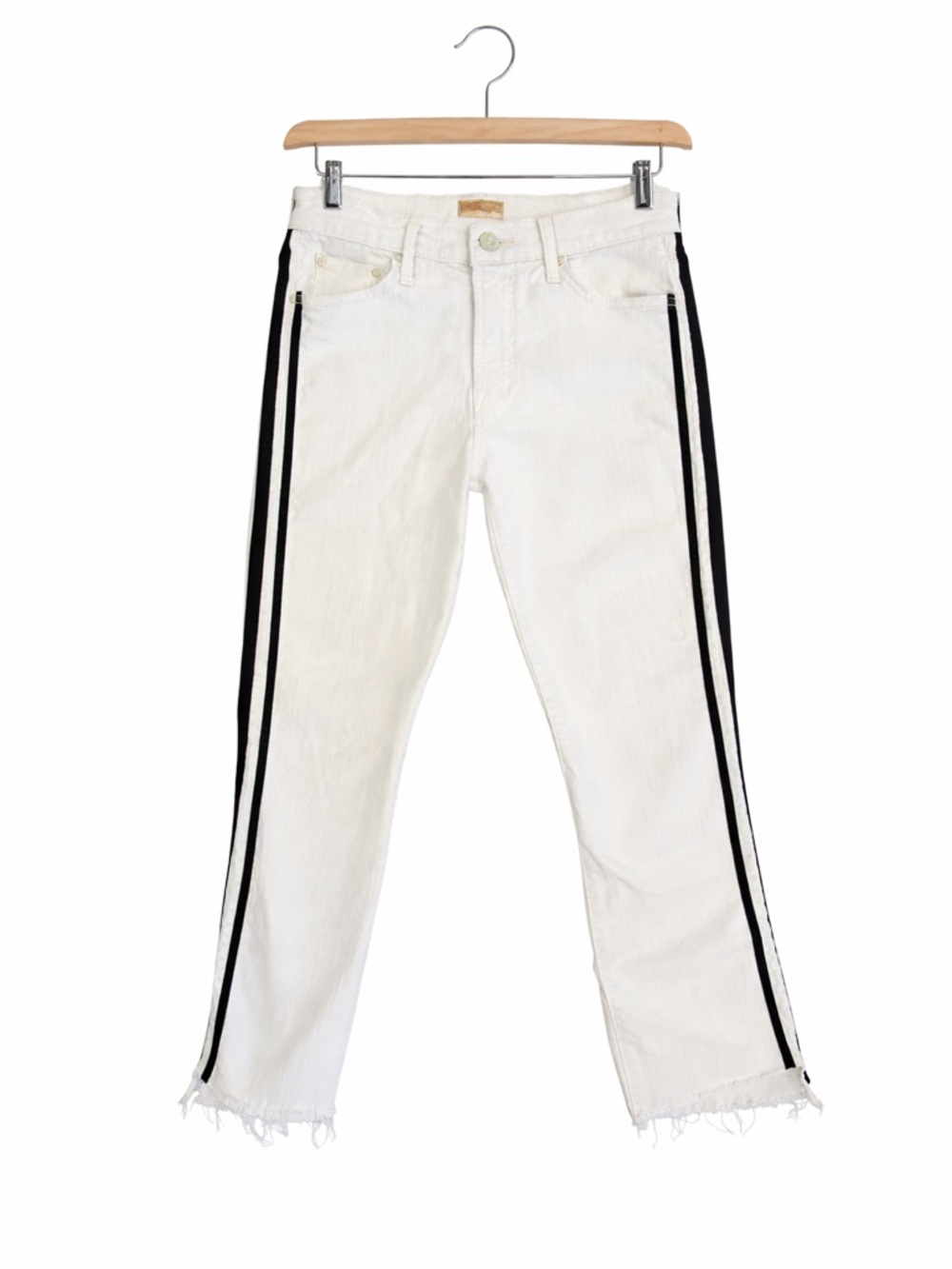 MOTHER White Insider Crop Step Fray Jeans Spring Luxury Designer - Picture 7 of 15